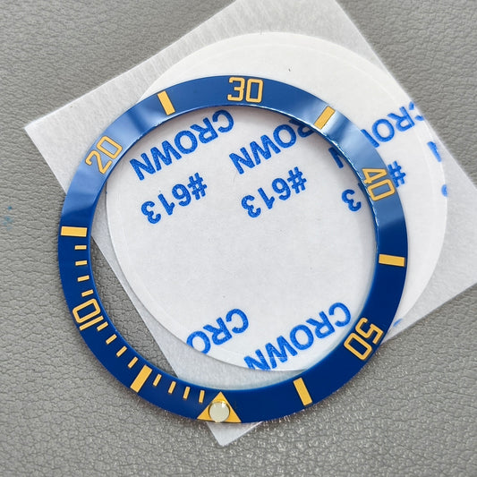 38mm Blue GMT Golden Font Ceramic Watch Bezel for 40mm Watch Case