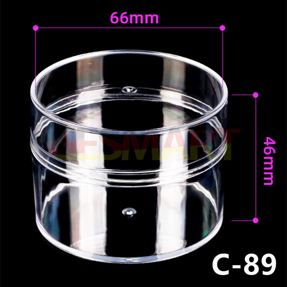 Boîte à outils ronde transparente en PS, 10 pièces, 66 x 46 mm, avec couvercle et base