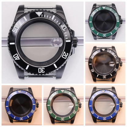 40mm SUB Watch Case Sapphire Crystal For NH35/35/36/38 4R36 Miyota8215 Eta2824