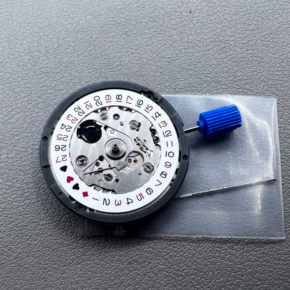 Seiko NH35A automatic mechanical movement with black spade hand, crown at 3 o'clock for SKX007.