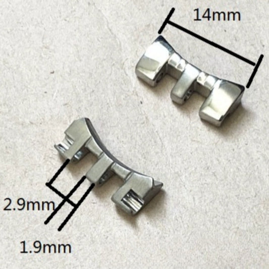 14x2.9x1.9mm Silver S/S Curved End Links Spring Bars Bracelet Watch Band Strap#356