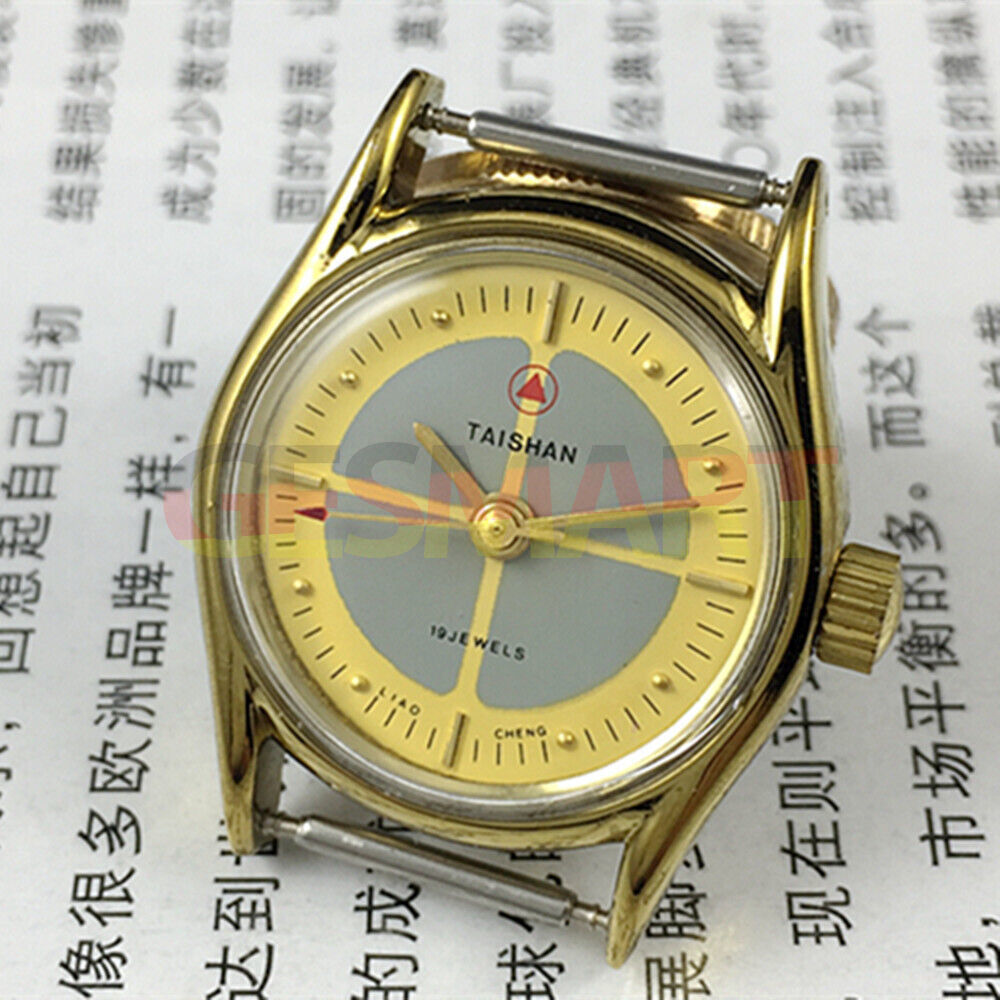 Liaocheng TAISHAN 27mm gold-accented manual mechanical lady watch with elegant three-hand design.