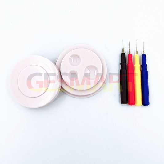 Plastic stand with 3 oil cups and oiler pen for precise watch repair.