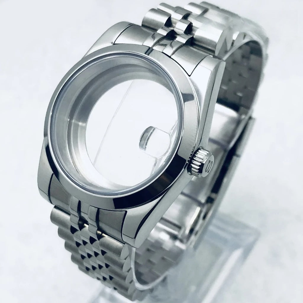 36/40mm Watch Case with Stainless Steel Sapphire Crystal for NH34 NH36 S Crown