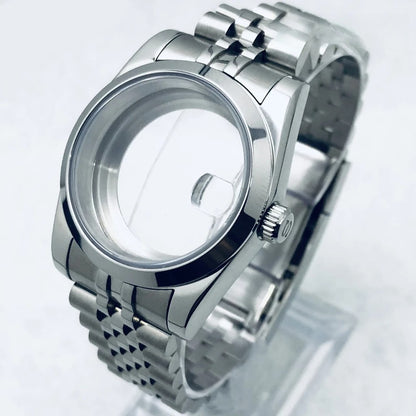 36/40mm Watch Case with Stainless Steel Sapphire Crystal for NH34 NH36 S Crown