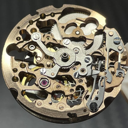 Miyota 8N24 automatic watch movement with rose gold and silver hollow design, Japan Made craftsmanship