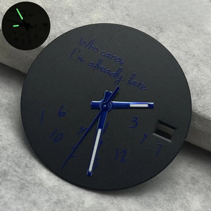 Modified 28.5mm DIY Watch Dial Fits NH35/NH36/4R/7S Who Cares Lt's Already Late
