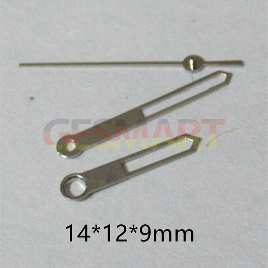 14mm silver-trimmed hollow watch hands set for Miyota 2035 series, precise accessory.