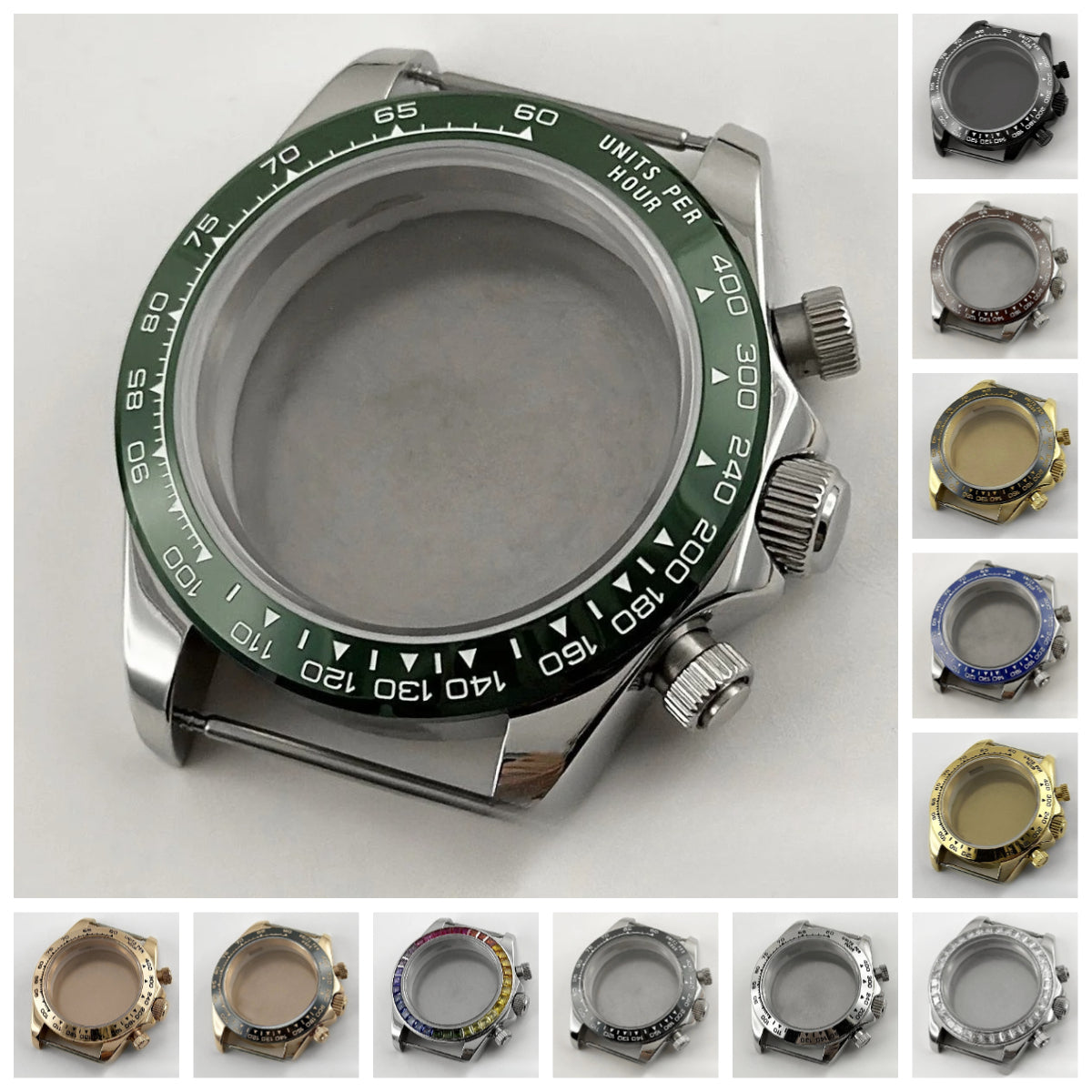 Daytona 40mm Mens Watch Steel Case for Daytona VK63 VK64 Case Fits 20mm Strap