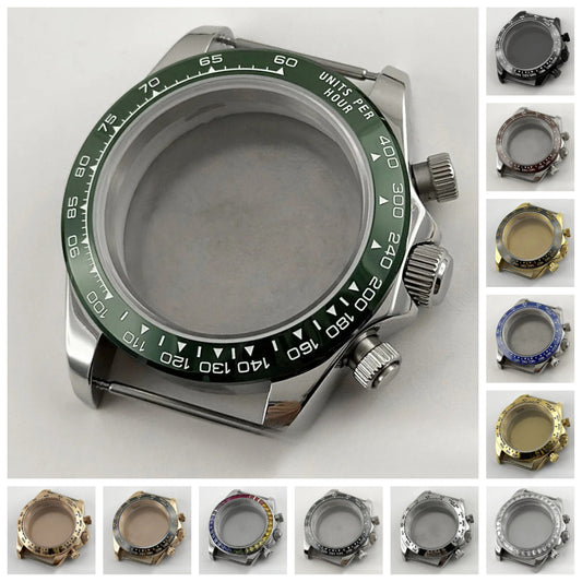 Daytona 40mm Mens Watch Steel Case for Daytona VK63 VK64 Case Fits 20mm Strap