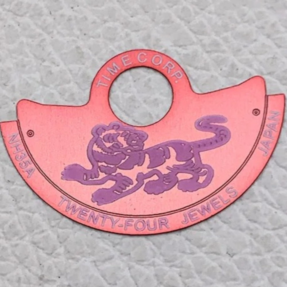 Pink Tiger Rotor oscillating weight overlay for NH35, NH36, 7S26, 4R35 watch movements, durable upgrade.