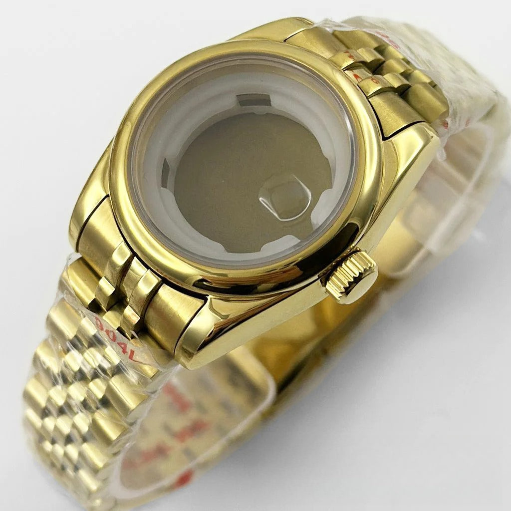 Ladies 31MM Round Bezel Sapphire Glass Jubilee bracelet Watch Case Fit NH05 NH06