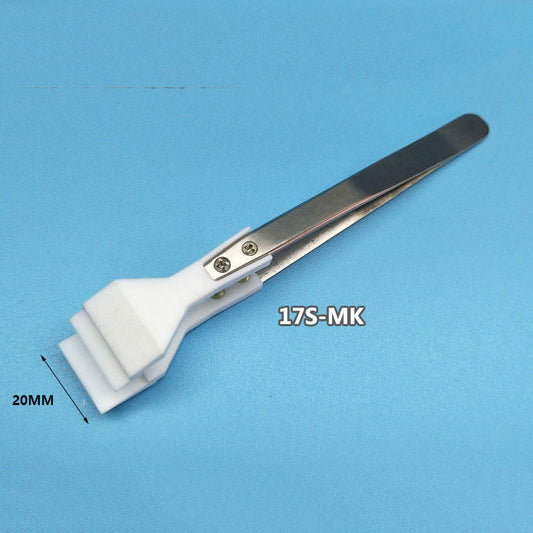 PTFE flat tip tweezers for watch repair, jewelry, and lab use by professionals.