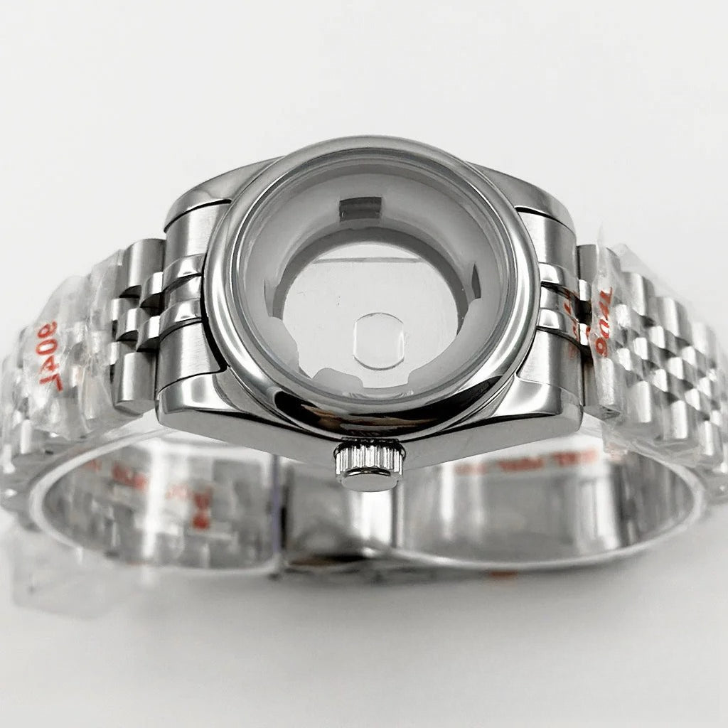 Ladies 31MM Round Bezel Sapphire Glass Jubilee bracelet Watch Case Fit NH05 NH06