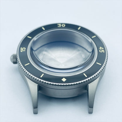 40mm 316L steel vintage watch case with green lume ceramic bezel for NH35 movement