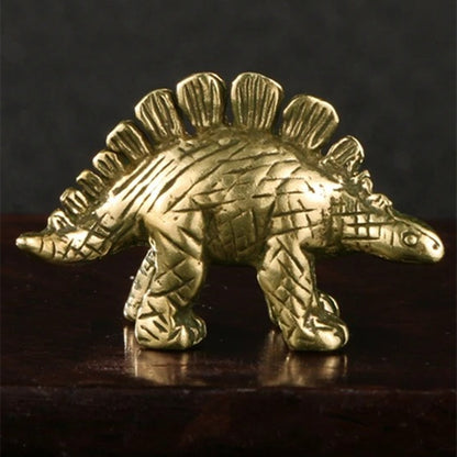 Solid copper vintage Spinosaurus trinket, hand-carved bronze model figurine for collectors.