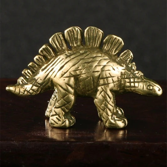 Solid copper vintage Spinosaurus trinket, hand-carved bronze model figurine for collectors.