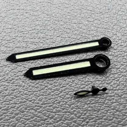 Schwarze Zeiger Set mit gr�n leuchtenden Zeigern f�r ST3600 Uhrwerke, kompatibel mit ETA6497/6498.