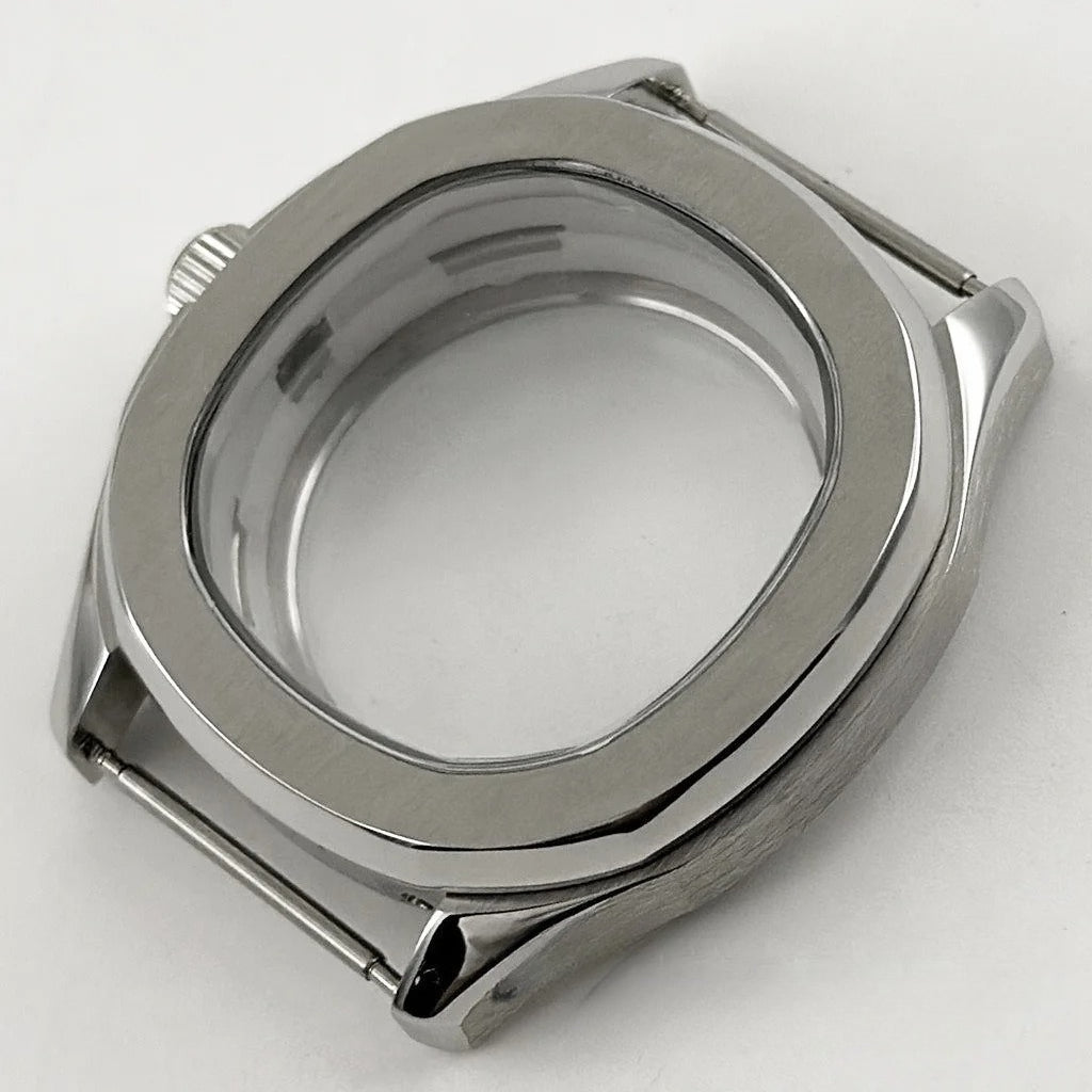 40mm Nautilus Rubber Strap Sapphire Glass Watch Case for NH34/35 NH36 NH38 4R35