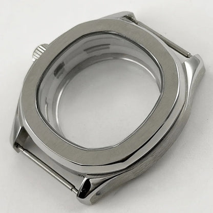40mm Nautilus Rubber Strap Sapphire Glass Watch Case for NH34/35 NH36 NH38 4R35