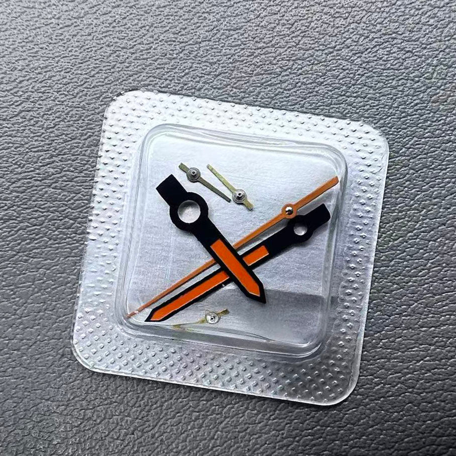 Orange and black trim second hands for ETA/Dandong 7750 watch movement, precise fit M005.0.