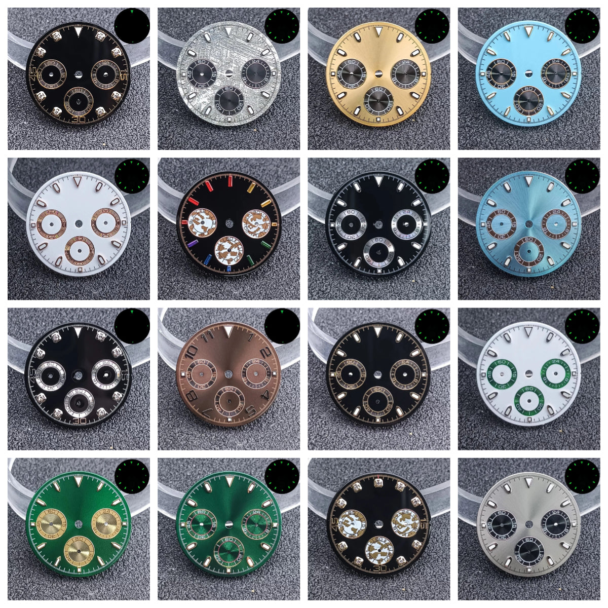 29.5mm C3 Green Luminous Timer Multicolor Watch Dial Suitable For VK63 Movement