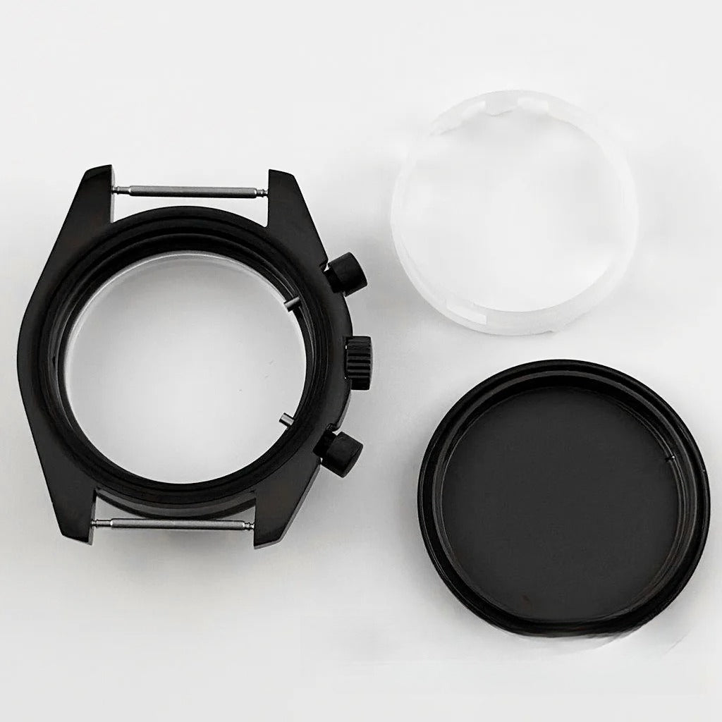 PVD Black 40mm Men's Watches Metal Watch Case For VK63 VK64 for 20mm Strap