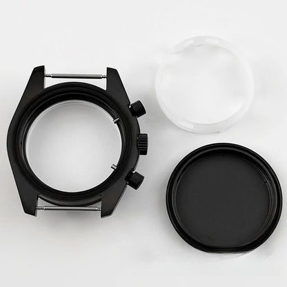 PVD Black 40mm Men's Watches Metal Watch Case For VK63 VK64 for 20mm Strap