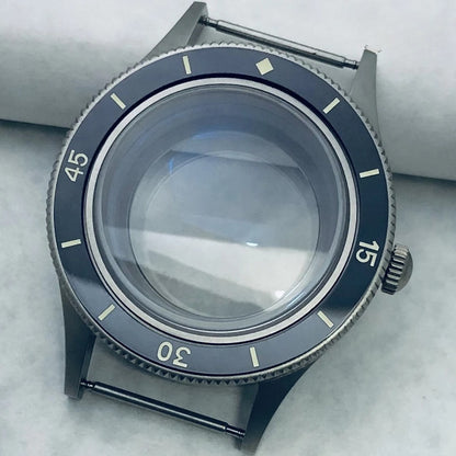 40mm Titanium Watch Case Lume Bezel Double Domed Coated AR Fit NH34/35/36 4R35