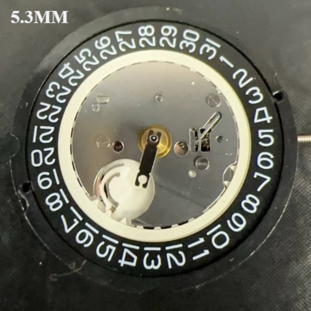 Ronda 515 Quartz movement black disk watch accessory, Swiss Made, 5.3mm height for precision timekeeping.