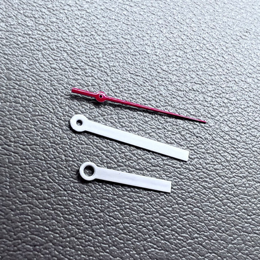2 Sets 14mm White+Red Painted Square Pointed Watch Hands for Ronda 515 Movement