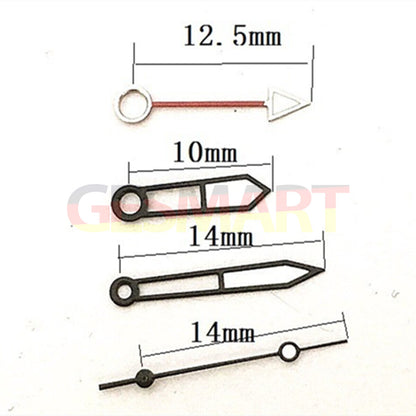 Black trim green luminous hollow hands for Miyota 8205 watch, improving readability and style.