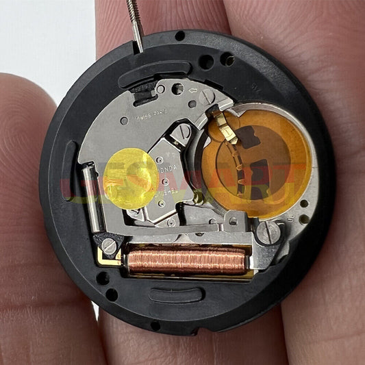 Ronda 714 quartz watch movement with date at 3, 2 hands, Swiss parts for precise replacement.