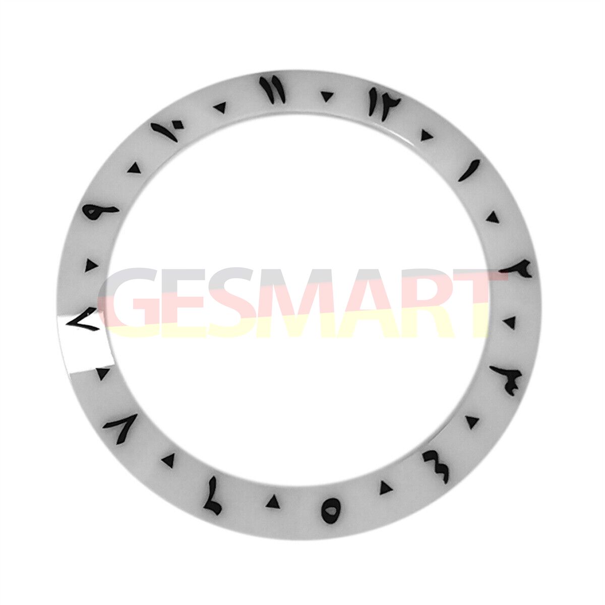 38mm white ceramic inclined bezel with Arabic numerals 1-12 for 40mm SUB watches.