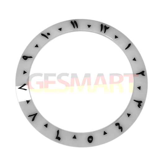 38mm white ceramic inclined bezel with Arabic numerals 1-12 for 40mm SUB watches.