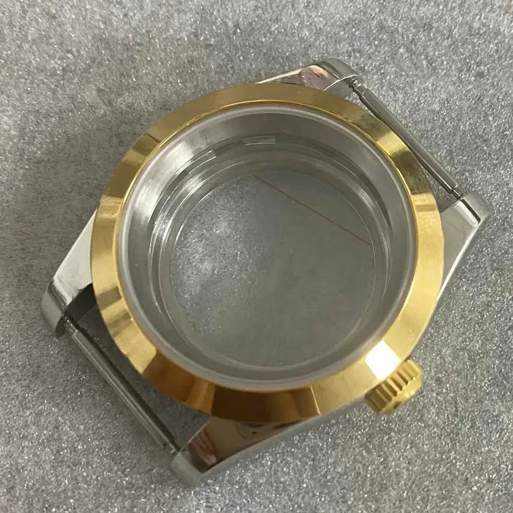 36mm Gold Sliver Fluted Teeth / Bevel Watch Case Sapphire Glass for NH35/NH36/4R