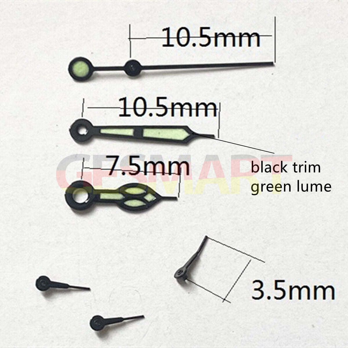 10,5 mm schwarze Zierleiste, grüne Leuchtzeiger für Miyota OS10 OS20 OS22 OS60 OS80