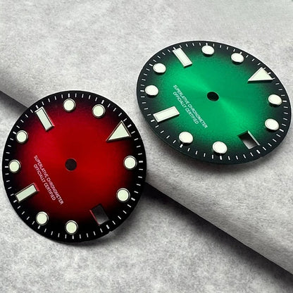 28.5mm Single Calendar Luminous Watch Dial Fit NH35 NH36 Red Black Gray Green