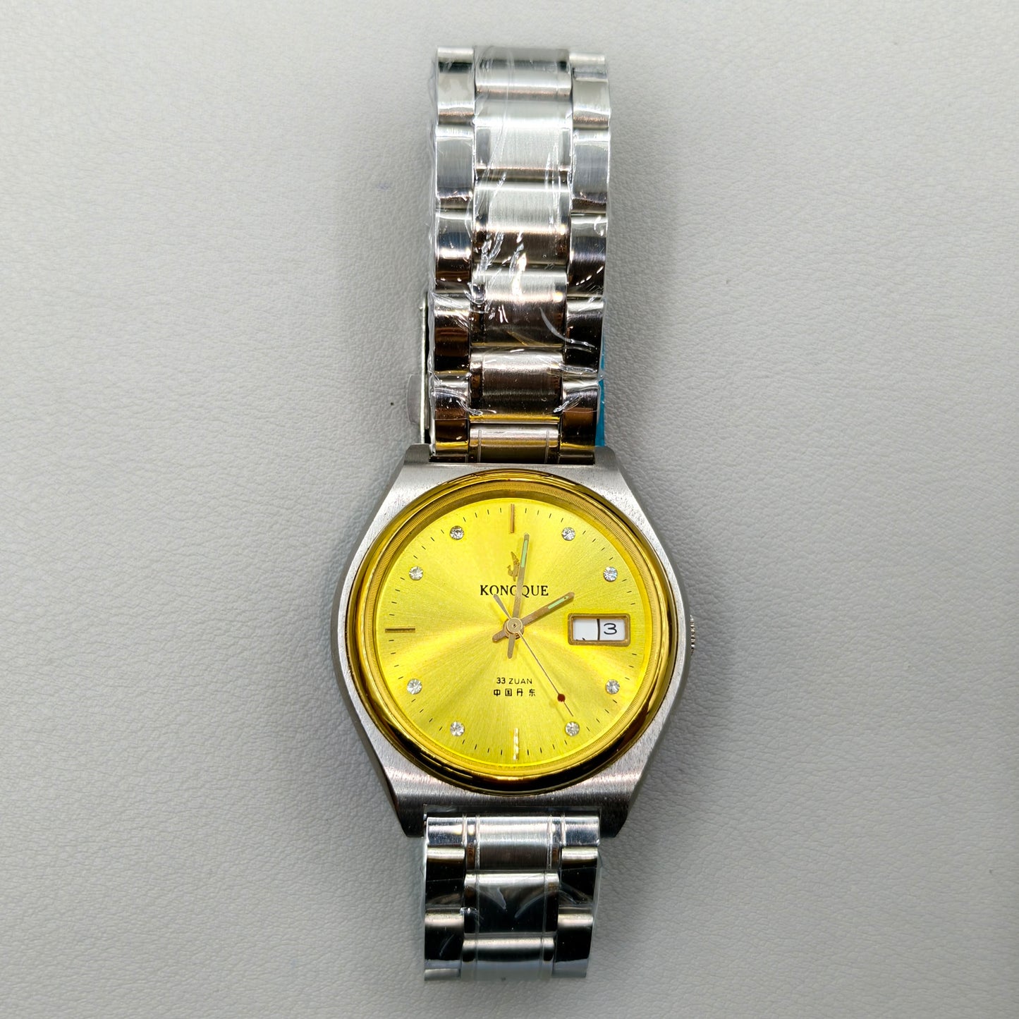 38mm Silver Band Automatic Mechanical Watch 17 Jews Double Calendar Golden Dial