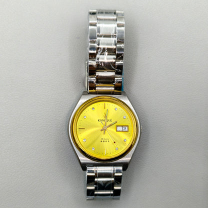 38mm Silver Band Automatic Mechanical Watch 17 Jews Double Calendar Golden Dial