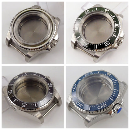 41mm Blue Bezel 316L Steel Watch Case Fit ETA 2836 2824 Miyota 8215 821A