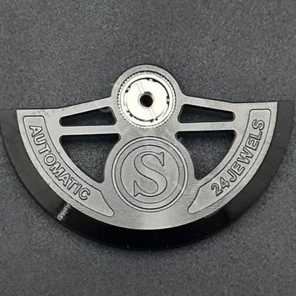 Modified Black Hollow S Carved Rotor Oscillating Weight for NH35 NH36 Movement