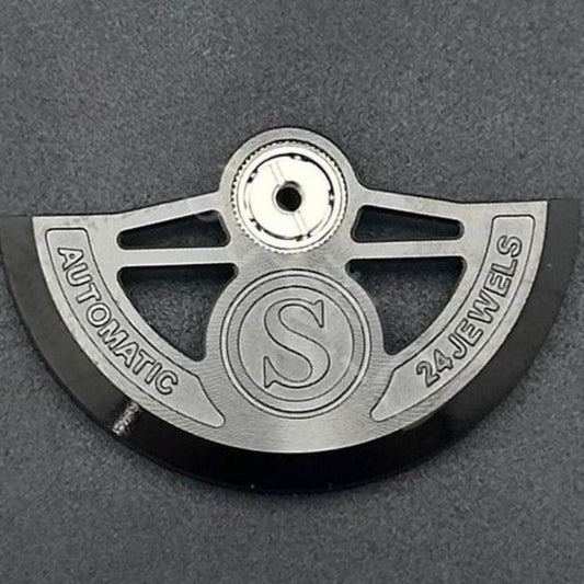 Modified Black Hollow S Carved Rotor Oscillating Weight for NH35 NH36 Movement