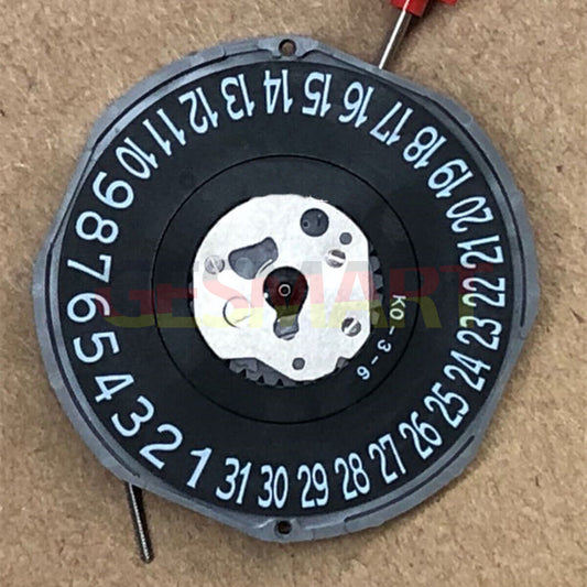 Quartz watch movement Miyota 2415 with 3 hands, black disk wheel, and date at 6, ideal for watch accessories.