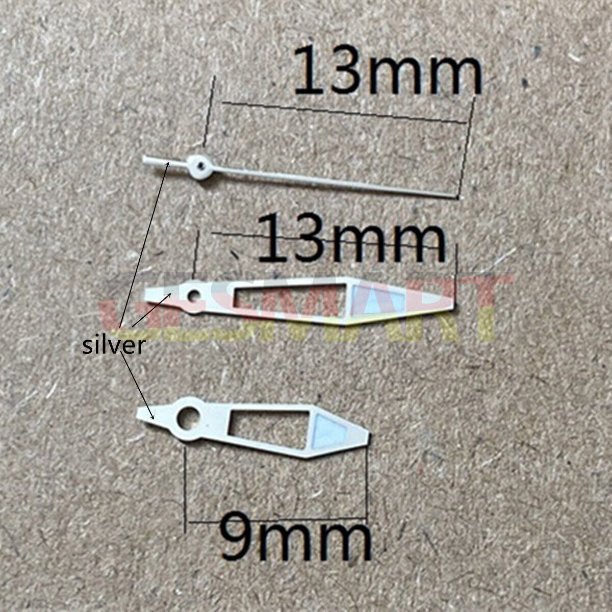 13 mm spitze Lume-Uhrzeiger mit silbernem Rand für Miyota 2315 2035 2036 2115 2305