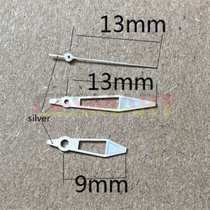 13mm Pointed Lume Silver Trim Watch Hands for Miyota 2315 2035 2036 2115 2305