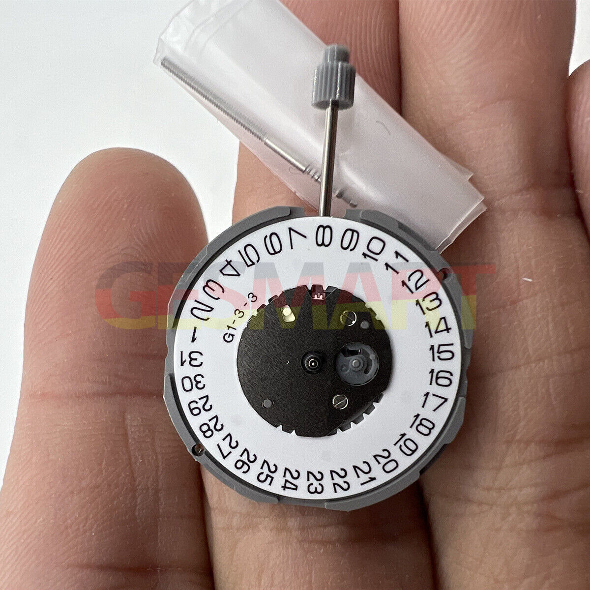 Miyota GM12 Japan Quartz Movement with date display at 3 o'clock, precision Japan made watch component.