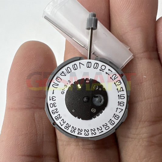 Miyota GM12 Japan Quartz Movement with date display at 3 o'clock, precision Japan made watch component.