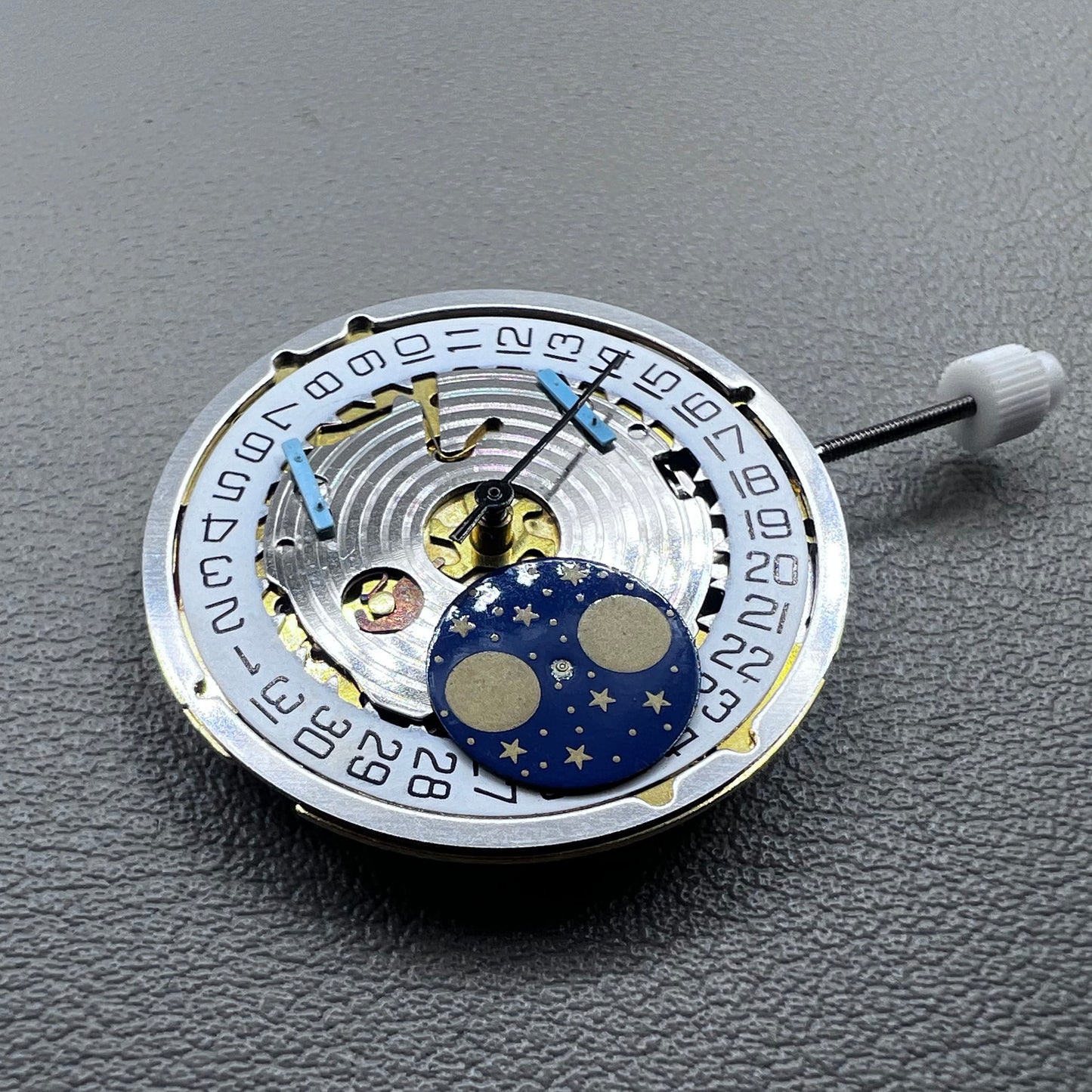 Swiss ISA 8171 Watch Quartz Movement Golden Plated Moonphase Date@3