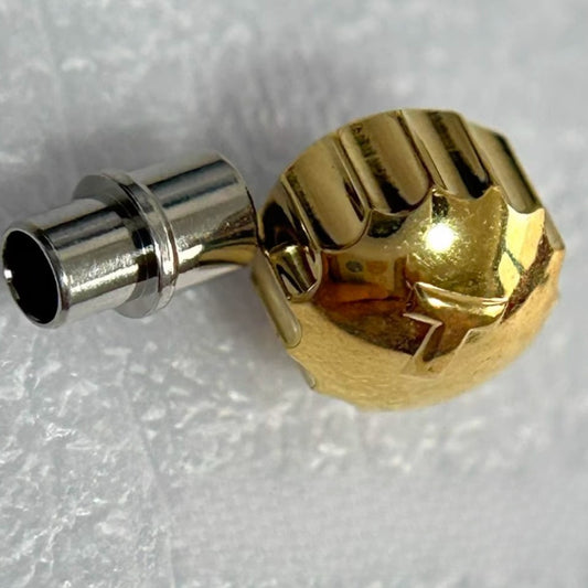 Golden stainless steel watch crown for Tissot T17, durable replacement part for watch repair.